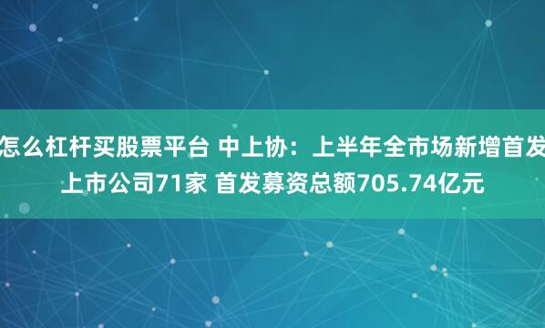 怎么杠杆买股票平台 中上协：上半年全市场新增首发上市公司71家 首发募资总额705.74亿元